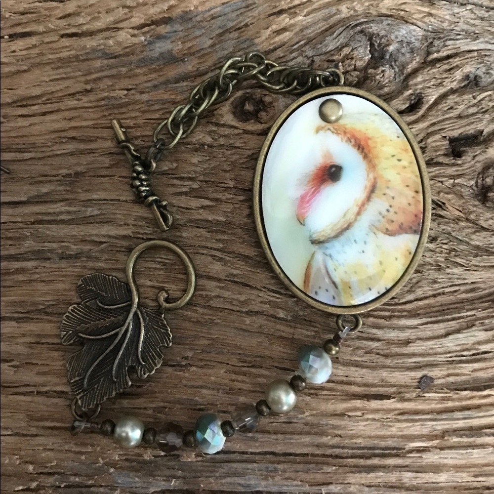 Barn Owl Bracelet With Matching Earrings, Owl